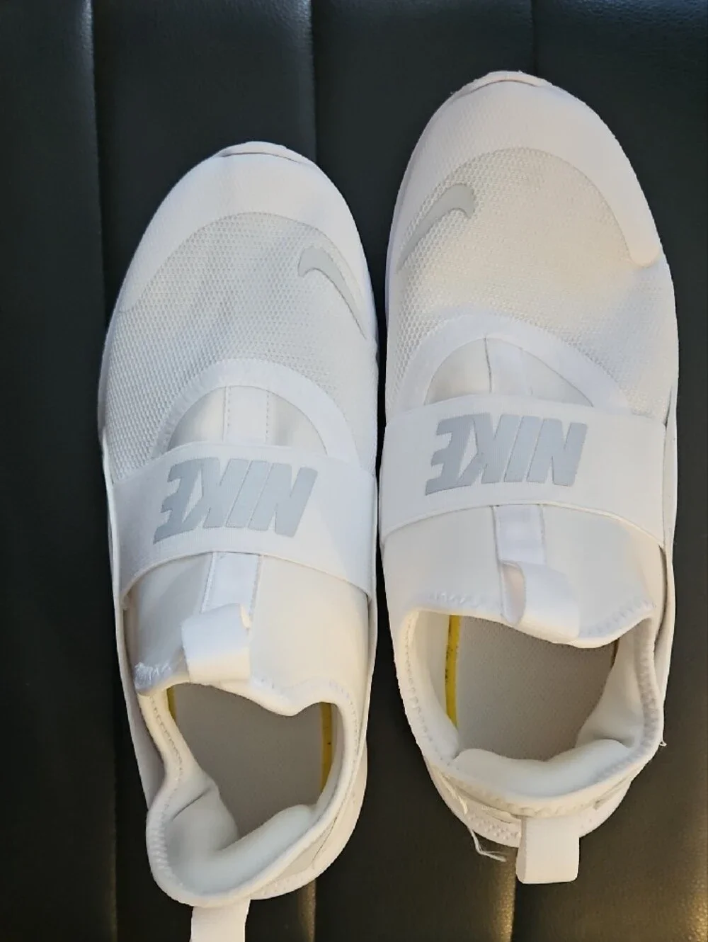 Youth Nike White Slip-On Sneakers with Elastic Strap